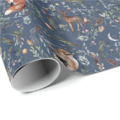 Natürliche Blauwaldtiere Muster Wasserfarbe Geschenkpapier (Rolleneckpunkt)