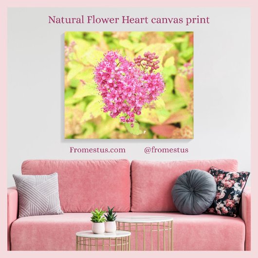 Natürliche Blume Herz - durchbohrt von Pfeil. Leinwanddruck