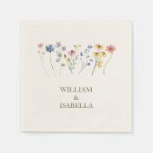 Natürliche Blüte | Beige Pastel Wildblume Wedding Serviette (Vorderseite)