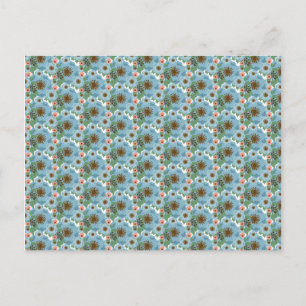 Natürliche Bohemian Rosa Blaue Blumen Grüne Blätte Postkarte