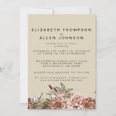 Natürliche Boho Kerne Blumenzauberhafte Hochzeit Einladung (Vorderseite)