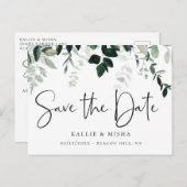 Natürliche Botanik Save the Date Ankündigungspostkarte (Vorne/Hinten)