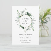 Natürliche botanische Foliage Save the Date Ankündigung (Stehend Vorderseite)