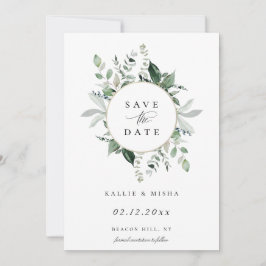 Natürliche botanische Foliage Save the Date Ankündigung