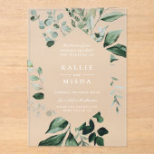 Natürliche botanische geometrische Rahmen Hochzeit Acryleinladungen (Vorderseite)