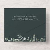 Natürliche botanische Grüne Smaragdgrüne Hochzeit All In One Einladung (Rückseite)