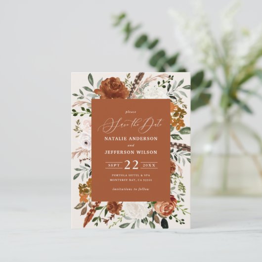 natürliche botanische rustikale, elegante moderne postkarte (Stehend Vorderseite)