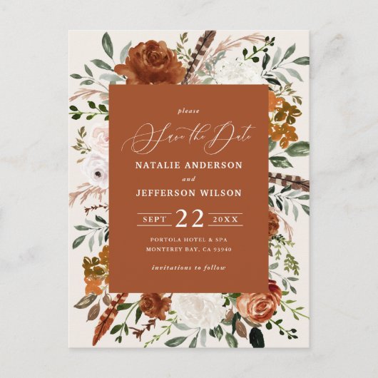 natürliche botanische rustikale, elegante moderne  postkarte (Vorderseite)