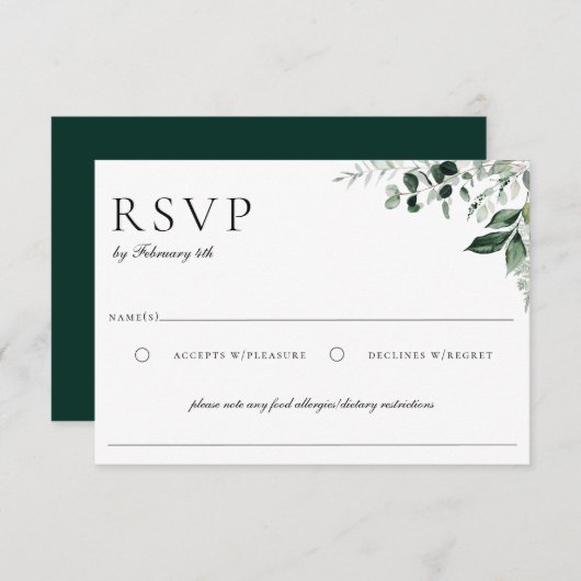 Natürliche botanische Vegetation RSVP Karte (Vorne/Hinten)