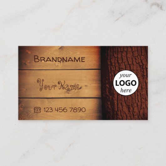 Natürliche braune, rustikale Holzkarten Baumrinde- Visitenkarte (Vorderseite)