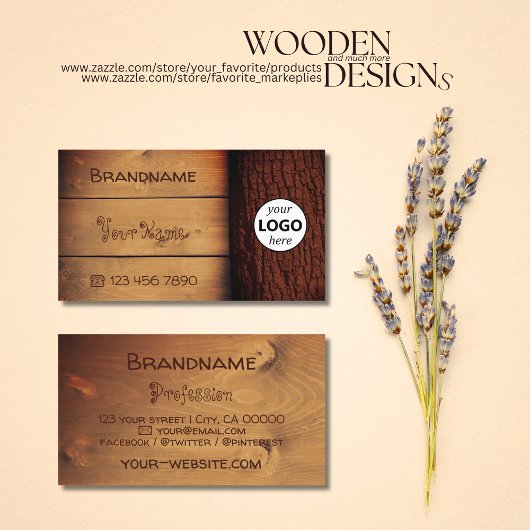 Natürliche braune, rustikale Holzkarten Baumrinde- Visitenkarte