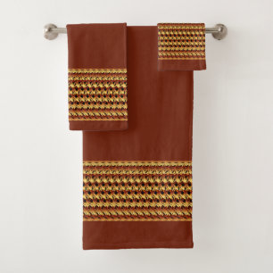 Natürliche braune Weaver-Grenze Badhandtuch Set