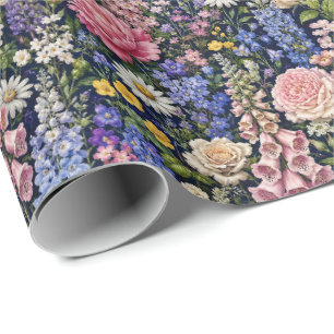 Natürliche Cottage-Gartenblüten Geschenkpapier