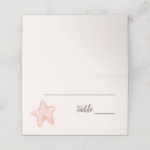 Natürliche Elegant Beach Seashell Gedeckte Platzka Platzkarte (Außenseite Aufgefaltet)