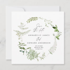 Natürliche elegante Hochzeit mit botanischen Schri Save The Date