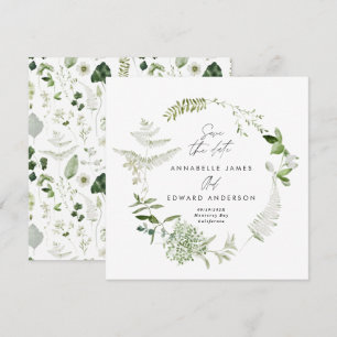 Natürliche elegante Hochzeit mit botanischen Schri Save The Date