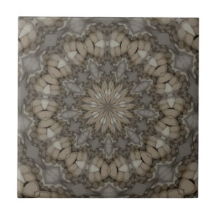 Natürliche Erdtöne Mandala-Muster Fliese