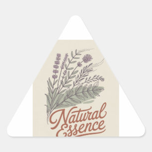 Natürliche Essenz Vintage Botanische Wildblume Dreieckiger Aufkleber