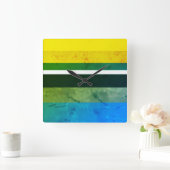 Natürliche Farben Vertraute horizontale Rechtecke Quadratische Wanduhr (Zuhause)