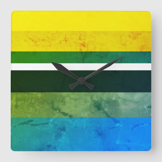 Natürliche Farben Vertraute horizontale Rechtecke Quadratische Wanduhr (Vorderseite)