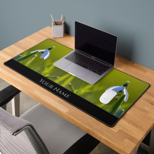 Natürliche Frühlingsblumen Schneeflocken-Blume blü Schreibtischunterlage (Büro 2)