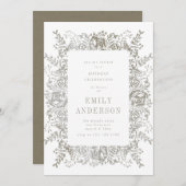 Natürliche Graublütengeburt Einladung (Vorne/Hinten)