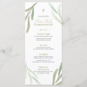 Natürliche Grünfolien Erste Heilige Kommunion Menükarte (Vorderseite)