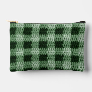 Natürliche Grüntöne Karierte Kunsthandwerk-Crochet Zubehörtasche