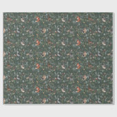 Natürliche Grünwaldtiere Muster Wasserfarbe Geschenkpapier (Flach)