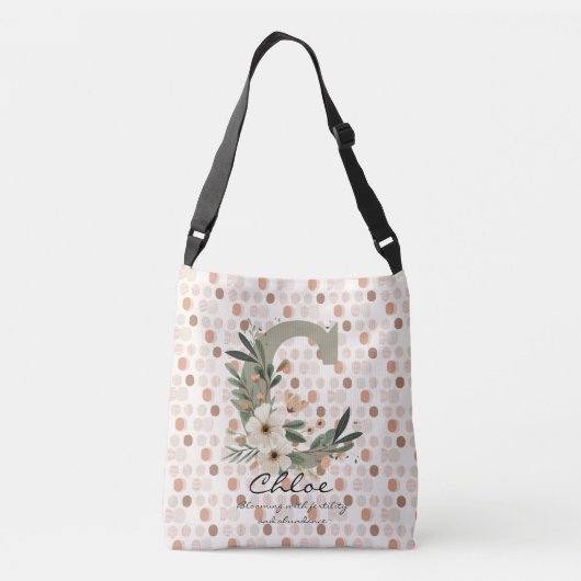 Natürliche Harmonie von Chloe - Boho Floral Monogr Tragetaschen Mit Langen Trägern (Rückseite)