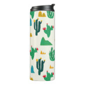 Natürliche Kaktus: Folk Art nahtlos. Thermosbecher (Nach links gedreht)