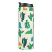 Natürliche Kaktus: Folk Art nahtlos. Thermosbecher (Nach rechts gedreht)