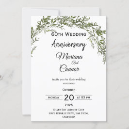 Natürliche klassische Grün Hochzeit Jubiläum Einladung