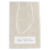 Natürliche Leinen Zeitlos Hinzufügen eigener Text Mittlere Geschenktüte (Vorderseite)