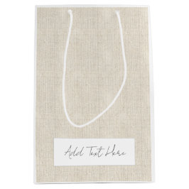 Natürliche Leinen Zeitlos Hinzufügen eigener Text  Mittlere Geschenktüte