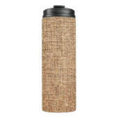 Natürliche Leinenstruktur als Hintergrund Thermosbecher (Vorderseite)