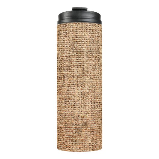 Natürliche Leinenstruktur als Hintergrund Thermosbecher (Vorderseite)