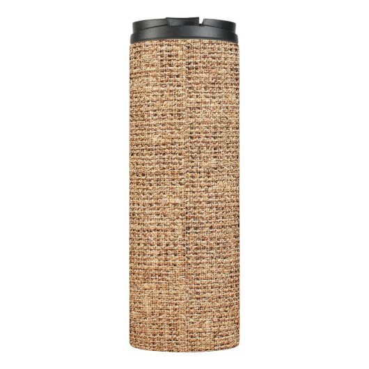 Natürliche Leinenstruktur als Hintergrund Thermosbecher (Rückseite)