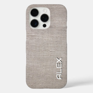 Natürliche Leinenstruktur – Bio-Stoffmuster iPhone 16 Pro Hülle