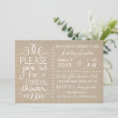 Natürliche Leinwand-Brauteinladung Einladung (Stehend Vorderseite)