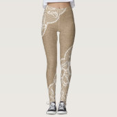 Natürliche Leinwand und weiße Spitze Legging Leggings (Vorderseite)