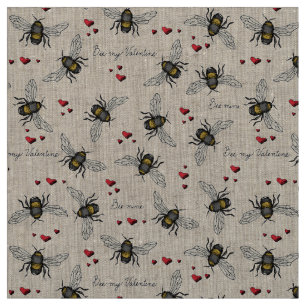 Natürliche Linen Bee Mine Bees Illustration Muster Stoff