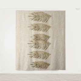 Natürliche Linen Texturpalme Blätter Zeichnend Wandteppich