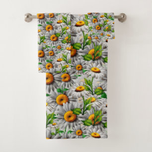 Natürliche Margeriten-Blume Cottagecore  Badhandtuch Set