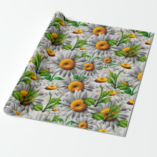 Natürliche Margeritenblume Landhausstil Geschenkpapier