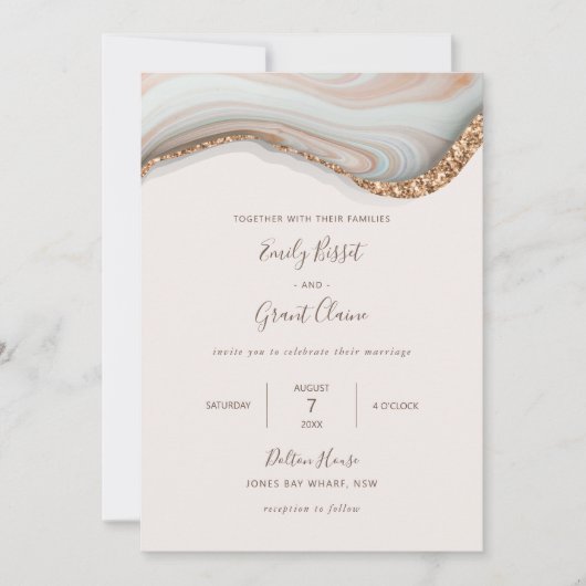 Natürliche Marmor Agate Hochzeitseinladung Einladung (Vorderseite)