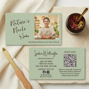 Natürliche Nägel Foto Aspen Salbei Grün Social QR Visitenkarte