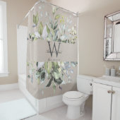 Natürliche neutrale Greenery Monogram Wedding Keep Duschvorhang (Beispiel)
