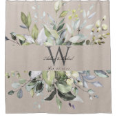 Natürliche neutrale Greenery Monogram Wedding Keep Duschvorhang (Vorderseite)