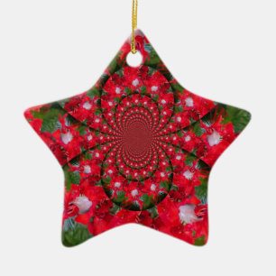Natürliche Rote Blume Weiße Feder Kaleidoskop Kuns Keramik Ornament
